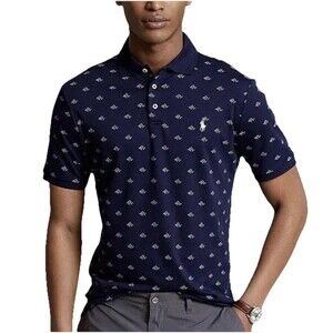 Polo Ralph Lauren Polo Shirt Men’s Large Blue Classic Fit RPL All Over Print